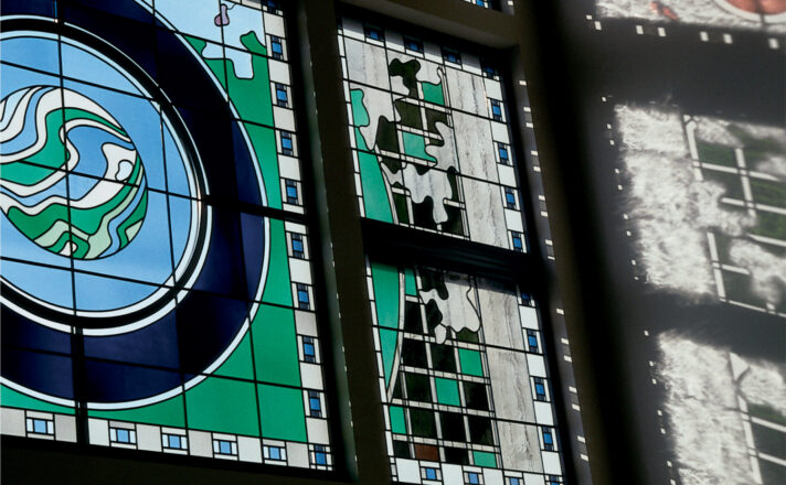 Stained glass window.